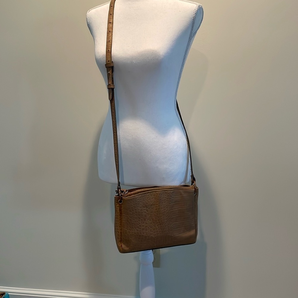 Alfani Joselynn Tan Croc Embossed Crossbody Bag.